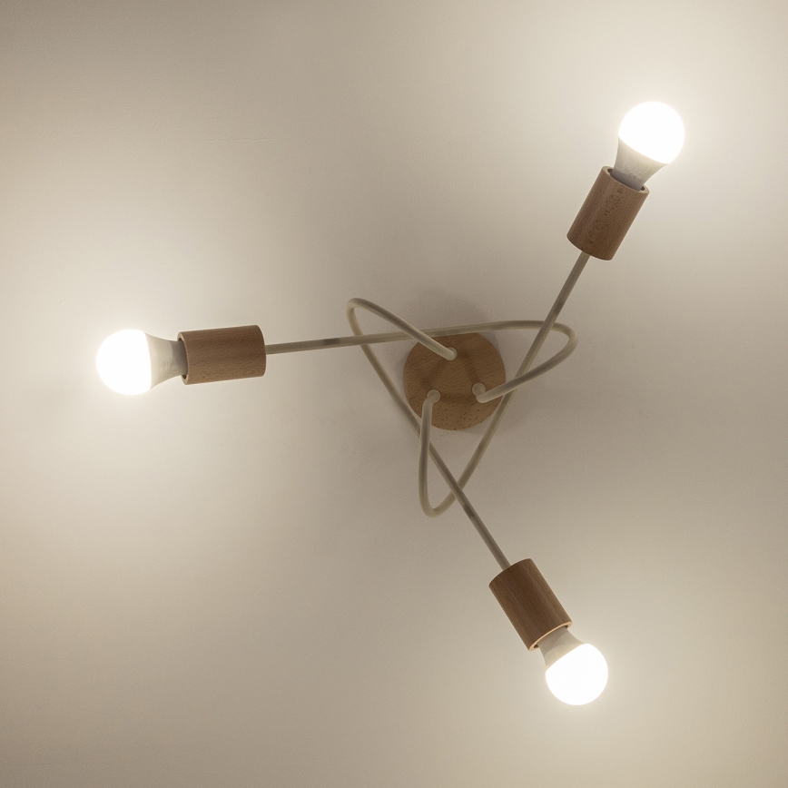Przysufitowy żyrandol OXFORD 3xE27/15W/230V sosna/kremowa