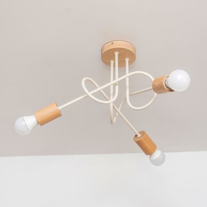 Przysufitowy żyrandol OXFORD 3xE27/15W/230V sosna/kremowa