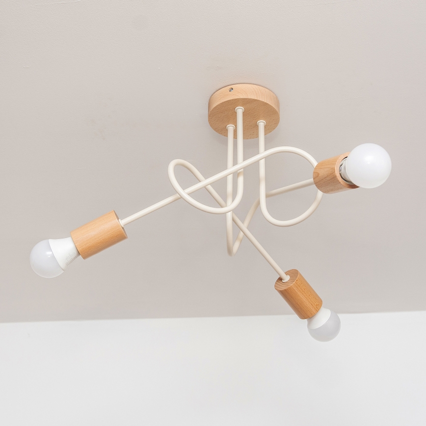 Przysufitowy żyrandol OXFORD 3xE27/15W/230V sosna/kremowa