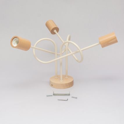 Przysufitowy żyrandol OXFORD 3xE27/15W/230V sosna/kremowa