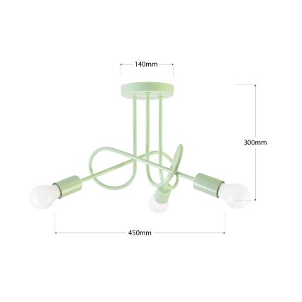 Przysufitowy żyrandol OXFORD 3xE27/15W/230V zielony