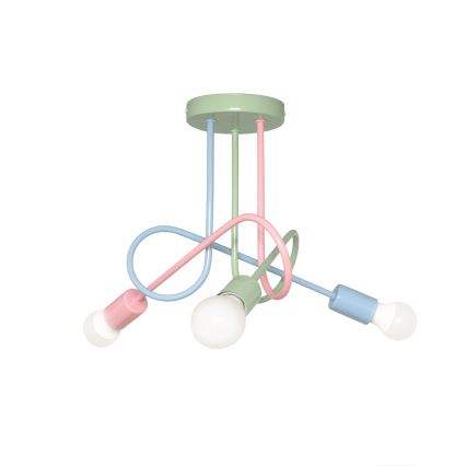 Przysufitowy żyrandol OXFORD 3xE27/15W/230V zielony/różowy/niebieski