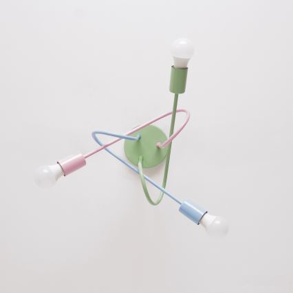 Przysufitowy żyrandol OXFORD 3xE27/15W/230V zielony/różowy/niebieski