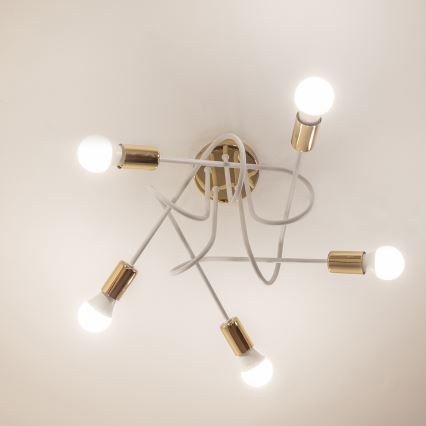Przysufitowy żyrandol OXFORD 5xE27/15W/230V złoty/biały