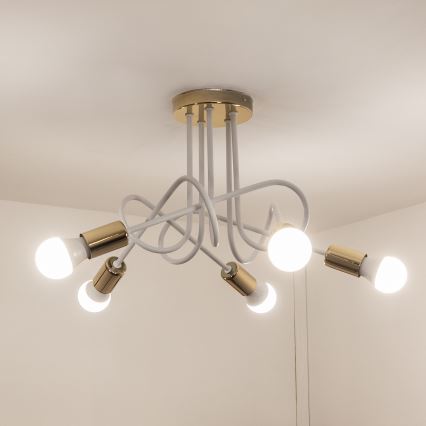 Przysufitowy żyrandol OXFORD 5xE27/15W/230V złoty/biały