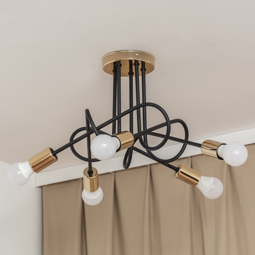 Przysufitowy żyrandol OXFORD 5xE27/15W/230V złoty/czarny