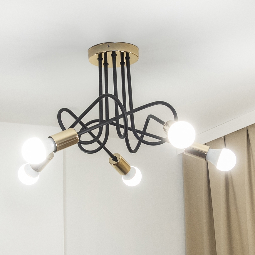 Przysufitowy żyrandol OXFORD 5xE27/15W/230V złoty/czarny