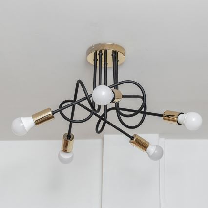 Przysufitowy żyrandol OXFORD 5xE27/15W/230V złoty/czarny
