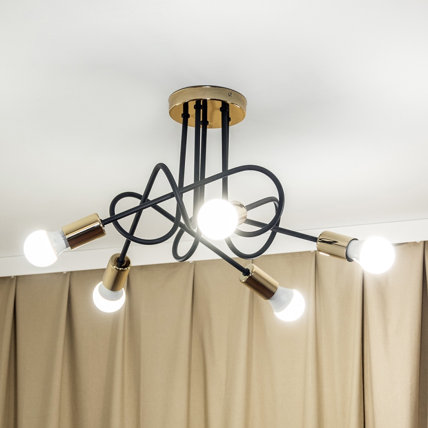 Przysufitowy żyrandol OXFORD 5xE27/15W/230V złoty/czarny