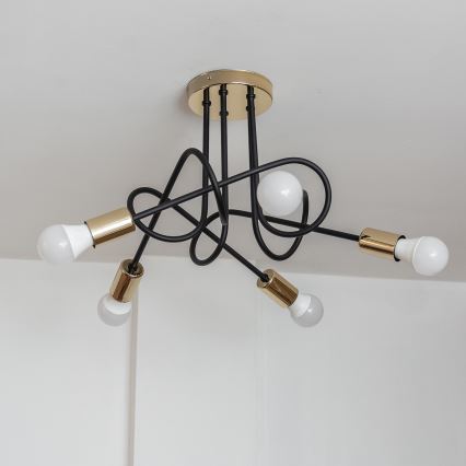 Przysufitowy żyrandol OXFORD 5xE27/15W/230V złoty/czarny
