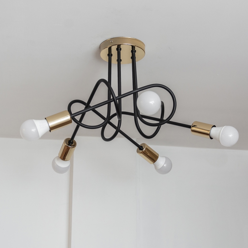 Przysufitowy żyrandol OXFORD 5xE27/15W/230V złoty/czarny