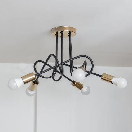 Przysufitowy żyrandol OXFORD 5xE27/15W/230V złoty/czarny