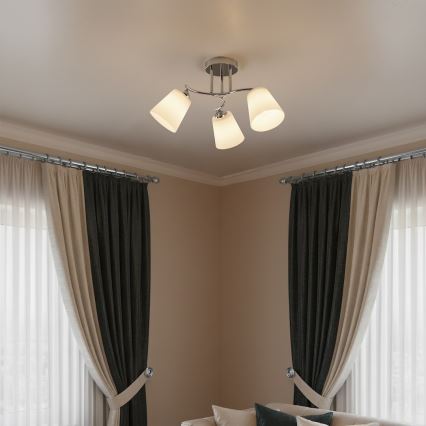 Przysufitowy żyrandol PAFOS 3xE27/15W/230V chrom błyszczący