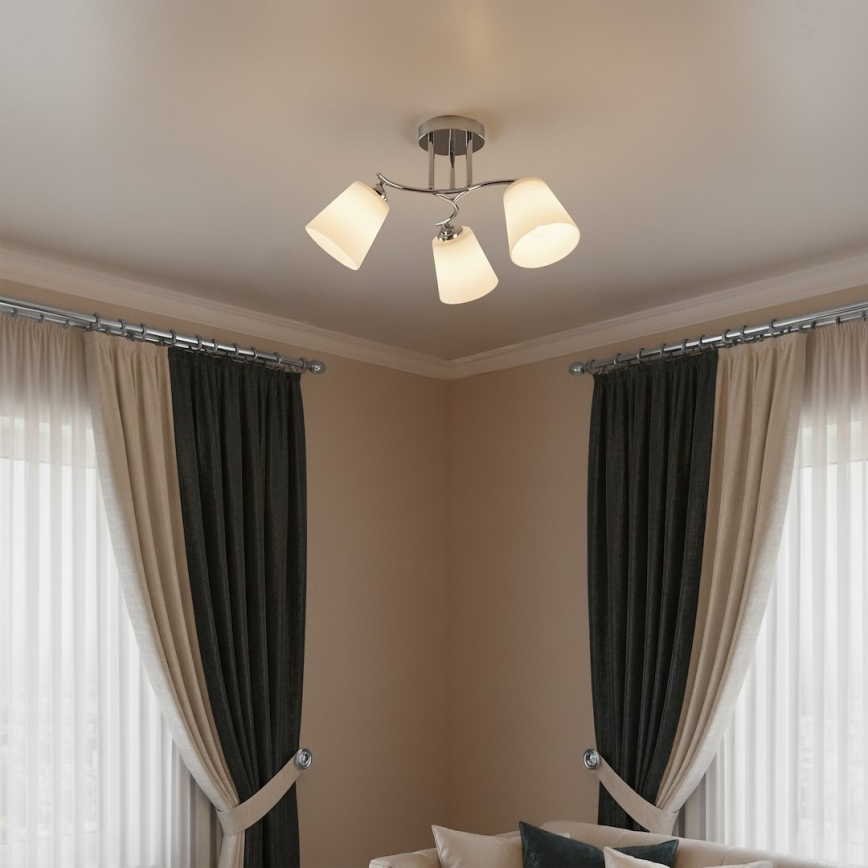 Przysufitowy żyrandol PAFOS 3xE27/15W/230V chrom błyszczący