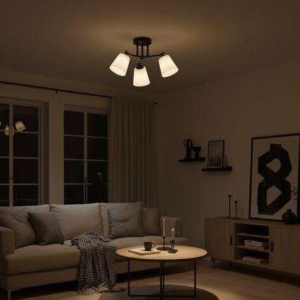 Przysufitowy żyrandol PAFOS 3xE27/15W/230V czarny