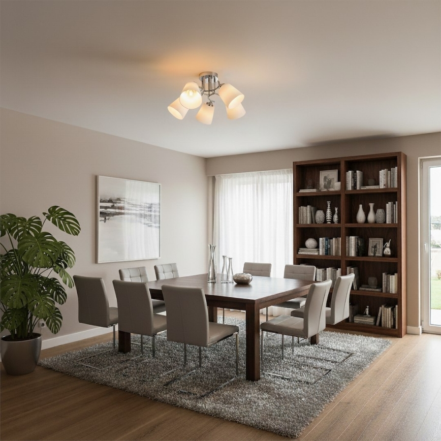 Przysufitowy żyrandol PAFOS 5xE27/15W/230V, chrom błyszczący