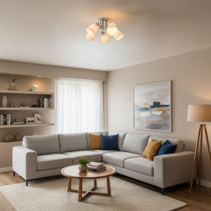 Przysufitowy żyrandol PAFOS 5xE27/15W/230V, chrom błyszczący