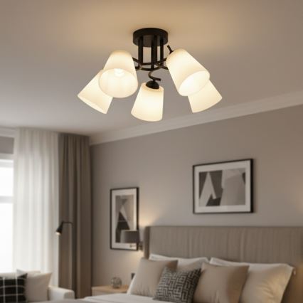 Przysufitowy żyrandol PAFOS 5xE27/15W/230V czarny