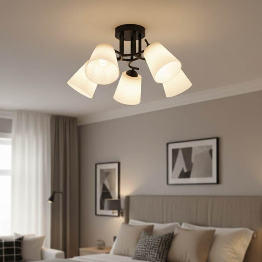 Przysufitowy żyrandol PAFOS 5xE27/15W/230V czarny