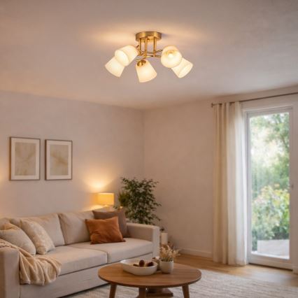 Przysufitowy żyrandol PAFOS 5xE27/15W/230V złoty