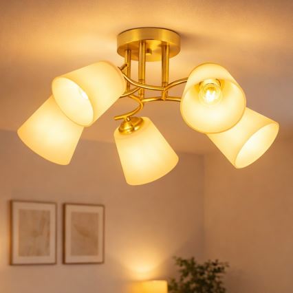 Przysufitowy żyrandol PAFOS 5xE27/15W/230V złoty