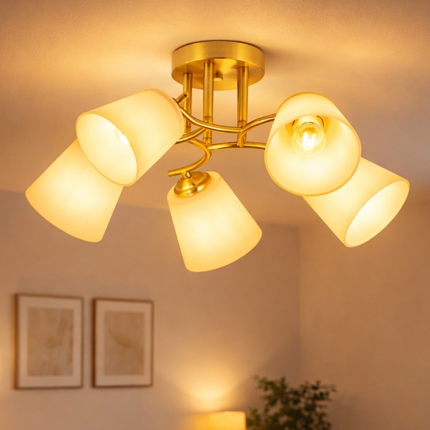 Przysufitowy żyrandol PAFOS 5xE27/15W/230V złoty