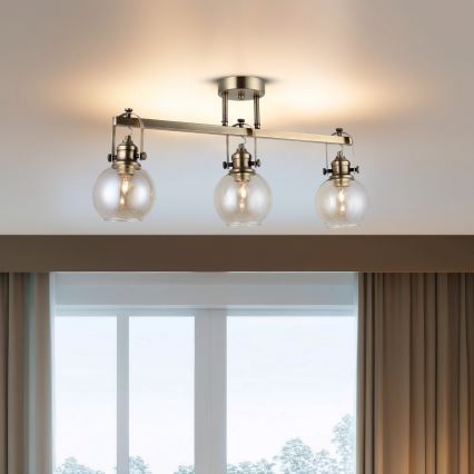 Przysufitowy żyrandol POLINO 3xE27/40W/230V brązowy