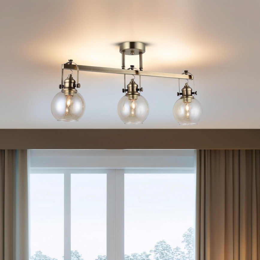 Przysufitowy żyrandol POLINO 3xE27/40W/230V brązowy