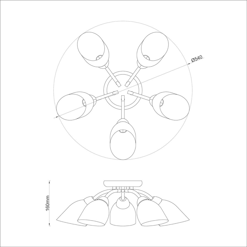 Przysufitowy żyrandol PORTOS 5xE14/10W/230V błyszczący chrom