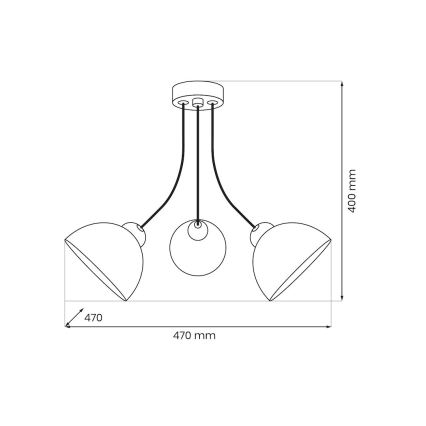 Przysufitowy żyrandol QUEEN 3xE27/15W/230V czarny