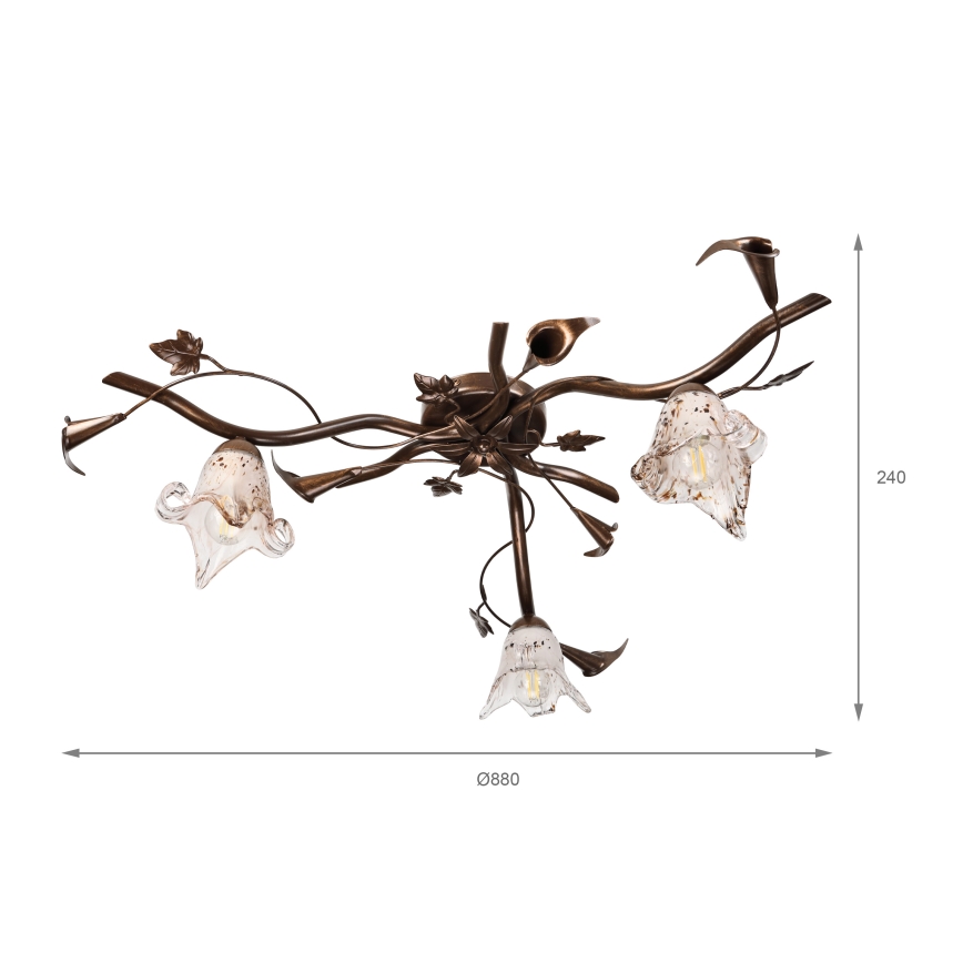 Przysufitowy żyrandol ROZETA 3xE14/40W/230V brązowy