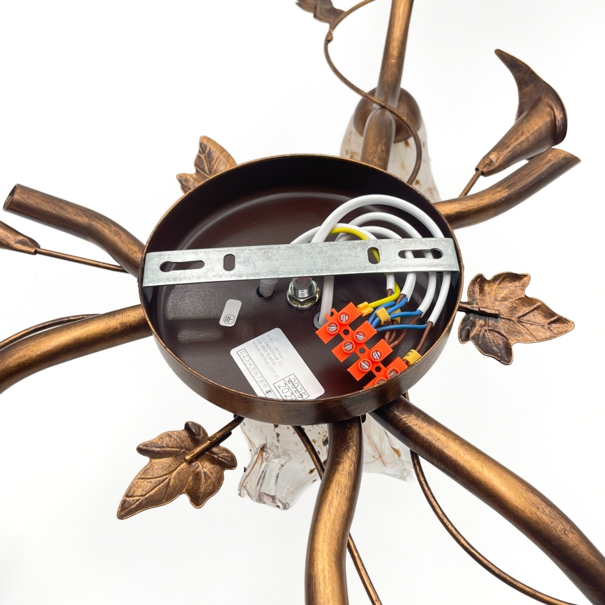 Przysufitowy żyrandol ROZETA 4xE14/40W/230V brązowy