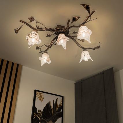 Przysufitowy żyrandol ROZETA 5xE14/40W/230V brązowy