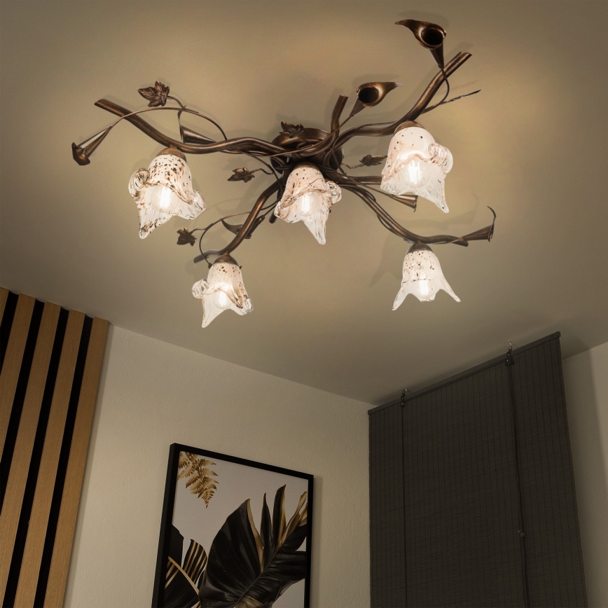 Przysufitowy żyrandol ROZETA 5xE14/40W/230V brązowy