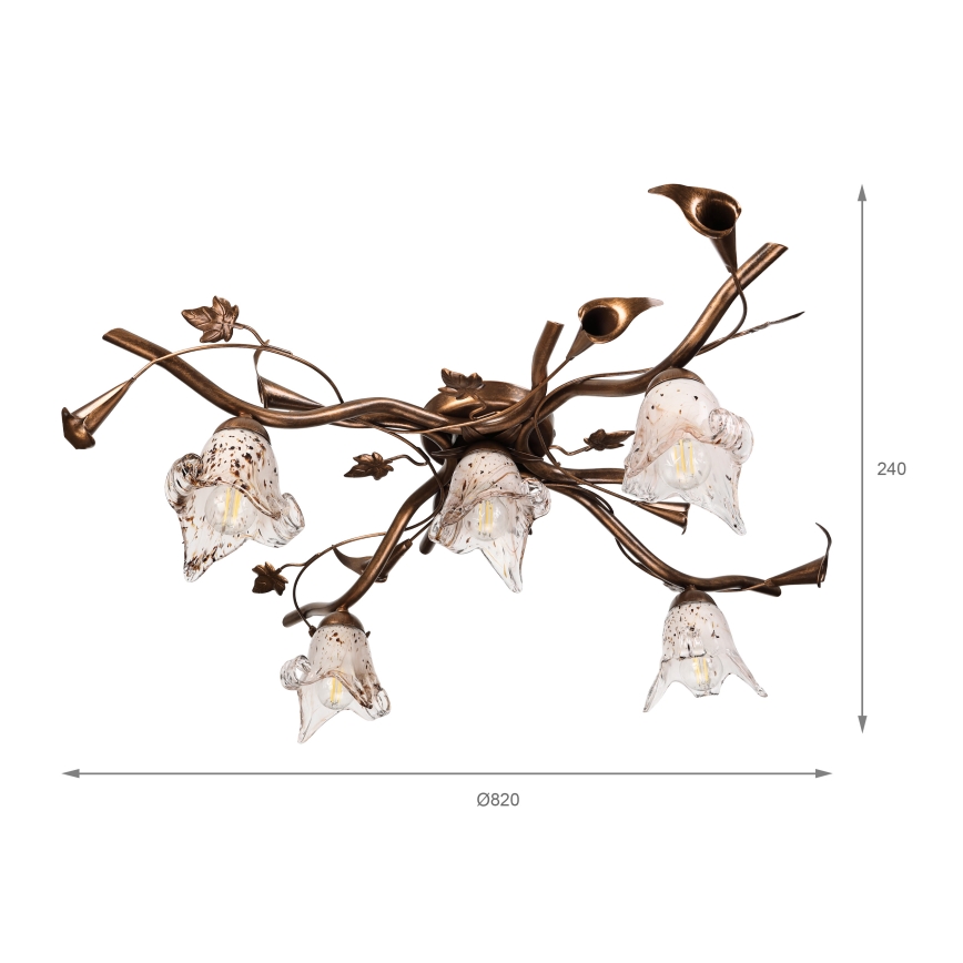 Przysufitowy żyrandol ROZETA 5xE14/40W/230V brązowy