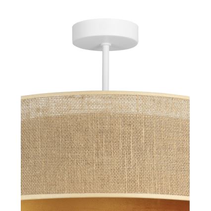 Przysufitowy żyrandol SARTA 1xE27/60W/230V śr. 45 cm miedziany/jutowy