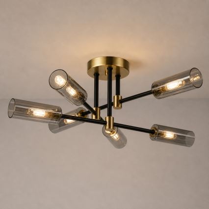 Przysufitowy żyrandol TESSA 6xG9/5W/230V mosiądz/dymna czerń