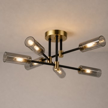 Przysufitowy żyrandol TESSA 6xG9/8W/230V mosiądz/dymna czerń