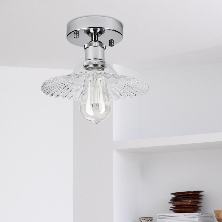 Przysufitowy żyrandol TRISH 1xE27/15W/230V błyszczący chrom/przezroczysta