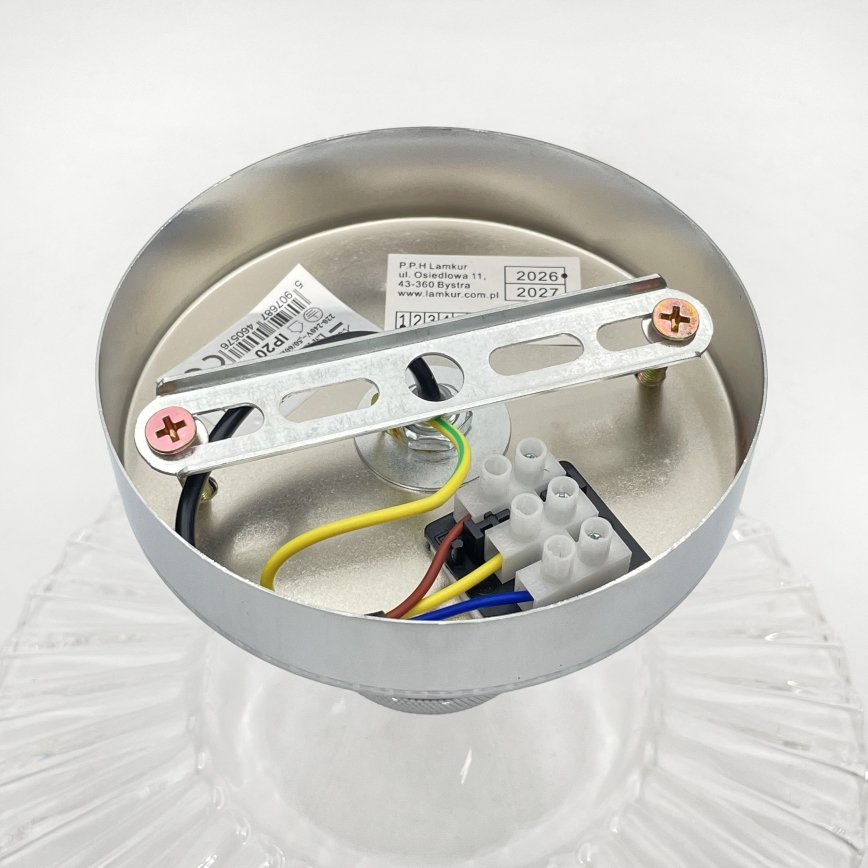 Przysufitowy żyrandol TRISH 1xE27/15W/230V błyszczący chrom/przezroczysta