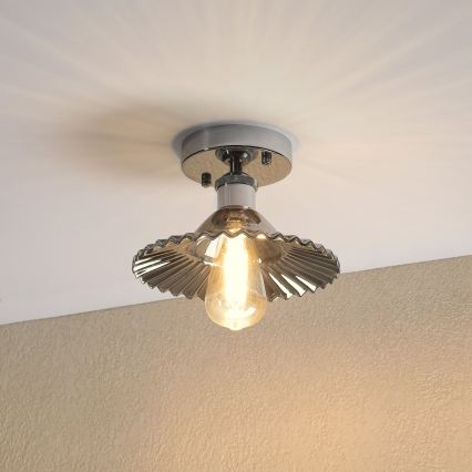 Przysufitowy żyrandol TRISH 1xE27/15W/230V błyszczący chrom/przydymiona czerń