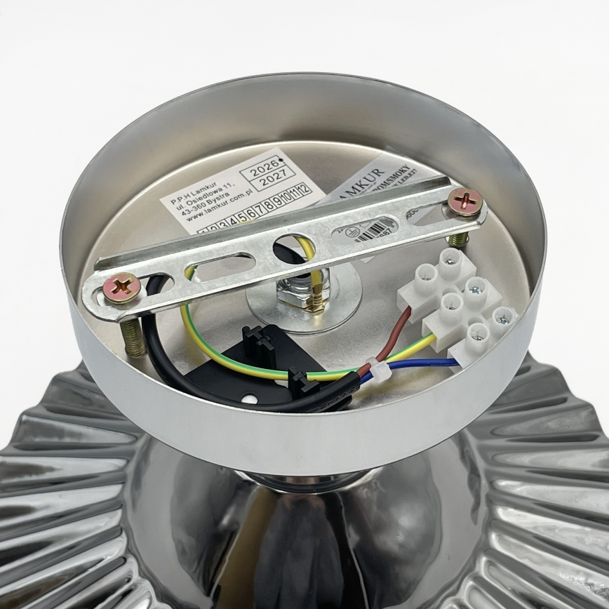 Przysufitowy żyrandol TRISH 1xE27/15W/230V błyszczący chrom/przydymiona czerń