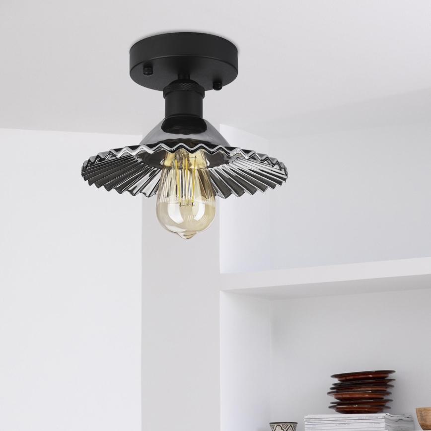 Przysufitowy żyrandol TRISH 1xE27/15W/230V czarny/dymiony
