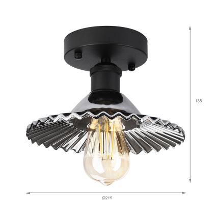 Przysufitowy żyrandol TRISH 1xE27/15W/230V czarny/dymiony