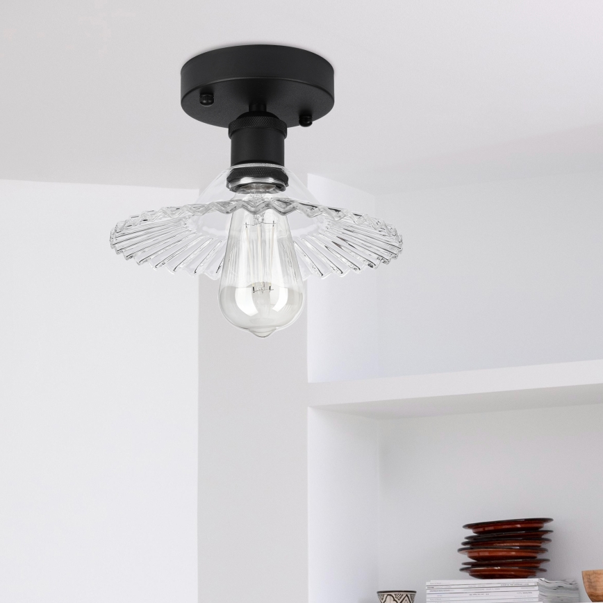 Przysufitowy żyrandol TRISH 1xE27/15W/230V czarny/przezroczysty