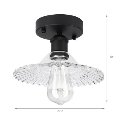 Przysufitowy żyrandol TRISH 1xE27/15W/230V czarny/przezroczysty