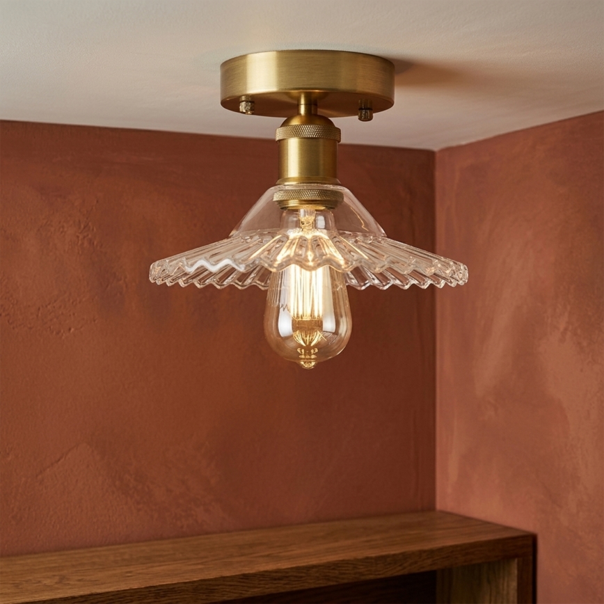 Przysufitowy żyrandol TRISH 1xE27/15W/230V złoty/przezroczysty