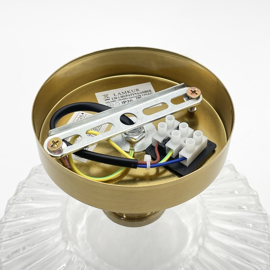 Przysufitowy żyrandol TRISH 1xE27/15W/230V złoty/przezroczysty