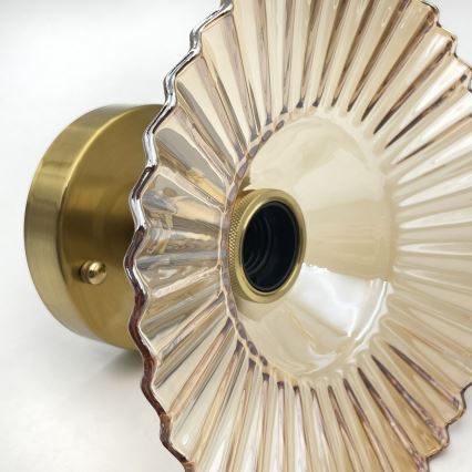 Przysufitowy żyrandol TRISH 1xE27/15W/230V złoty/przydymiony beż