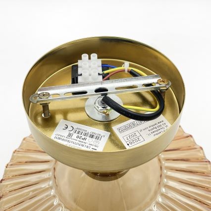 Przysufitowy żyrandol TRISH 1xE27/15W/230V złoty/przydymiony beż